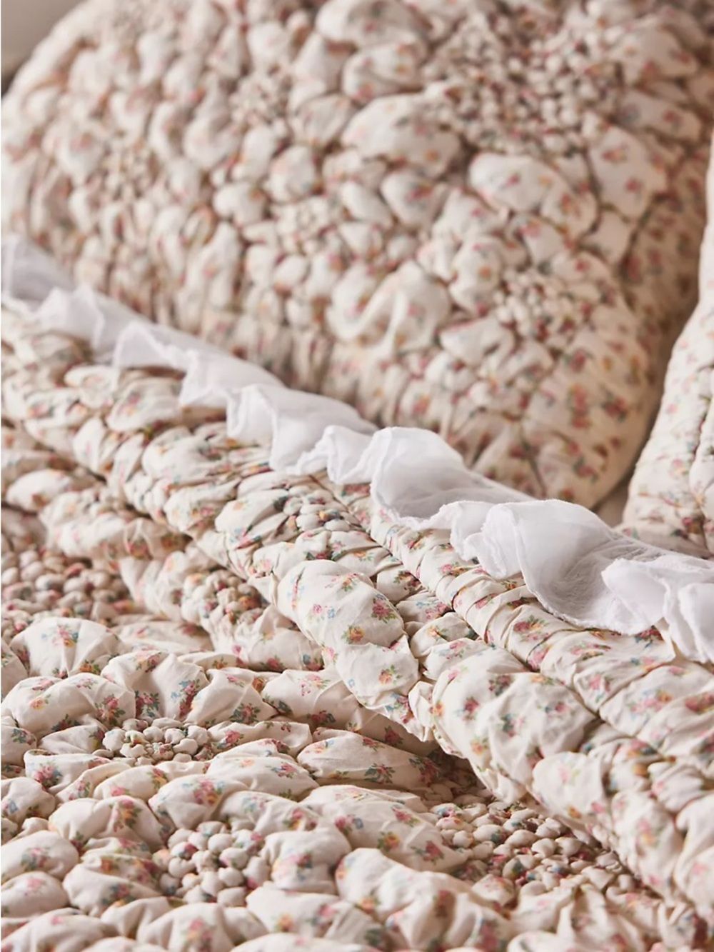 New Anthropologie Dahlia Cotton Voile Floral Printed Textured Quilt Size king - Picture 2 of 7